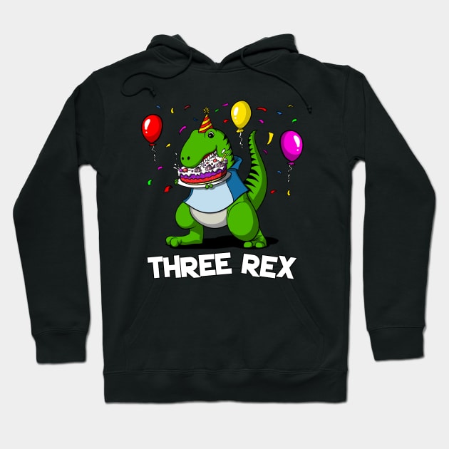 Dinosaur Three Rex 3rd Birthday Party Hoodie by underheaven